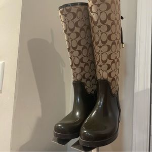 COACH Women’s TRISTEE Brown Lace Up Rain Boots Q1284/A7431 size 9